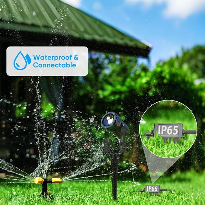 SUNTHIN Outdoor Landscape Lighting, 4 Pack Outdoor Spot Lights with Transformer for Yard, Plant, Lawn, Tree, Flags, House, Garden, Fence Use, IP65 Waterproof & Connectable