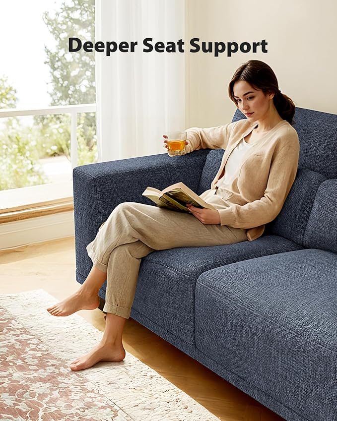 Pipishell Loveseat Couches for Living Room, 65" Modern Couch with Deep Seats and Wide Armrests, Comfortable Love Seat Sofa with Sturdy Frame, Easy to Clean with Removable Covers,Blue