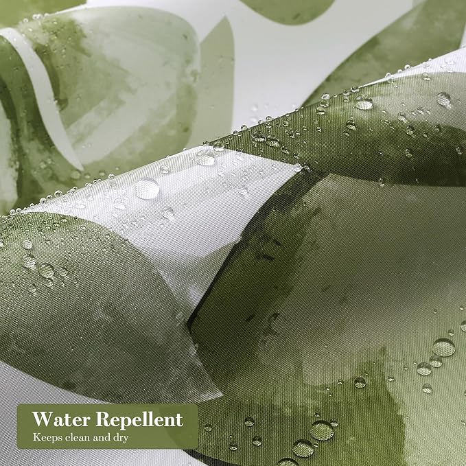 MitoVilla Sage Green Long Shower Curtain Set 72 x 78, Plant Leaves Fabric Shower Curtains 78 inch Long for Rustic Bathroom Decor, Chic Vintage Shower Curtain with Hooks