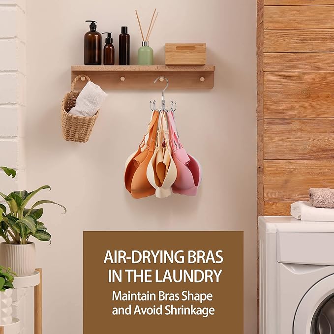 ZEDODIER Belt Hanger, Rotatable Belt Rack Closet Accessories Organizer, Maximum 24 Storage Capacity, Hanging Holder Storage Hook for Belt, Bra, Tank Top, Tie, Scarf, Purse, Silver