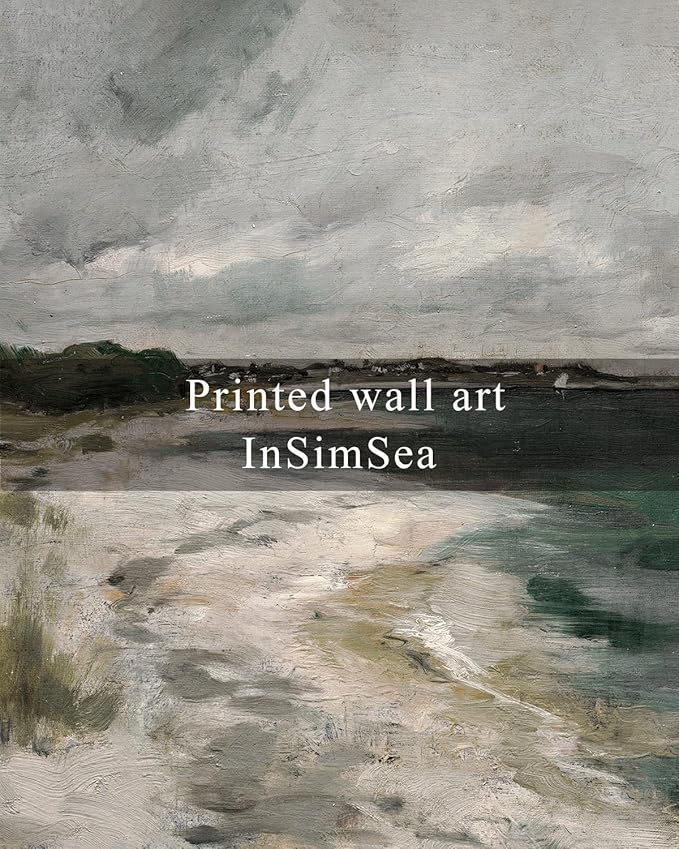 InSimSea Square Framed Canvas Wall Art, Scenery Room Decor Classical Clouds Coastal Seaside Oil Painting Home Wall Decor Artwork, Art Prints Decor for Living Room, Bedroom, Office 10"x10"