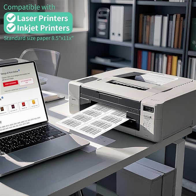 50 Sheets 10 Up Labels, 2" x 4" Sticker Printer Paper for Laser/Inkjet Printer, Mailing Blank Labels, Self Adhesive Customized Stickers