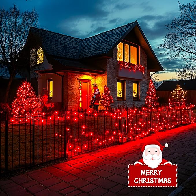JMEXSUSS 150 LED Red String Lights Indoor Outdoor Waterproof, Connectable 59 Ft Halloween String Lights Plug in, 8 Modes Christmas Tree Light for Bedroom, Patio, Party, Halloween,Christmas Decorations