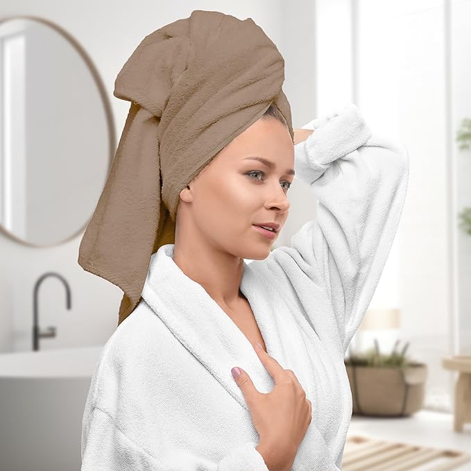 Avalon Towels Luxury 8 Piece Towels Set, 2 Bath Towels, 2 Hand Towels and 4 Washcloths, 600 GSM 100% Ring Spun Cotton Highly Absorbent Bathroom Towel Set, Ideal for Hotel, Spa and Gym (Beige)