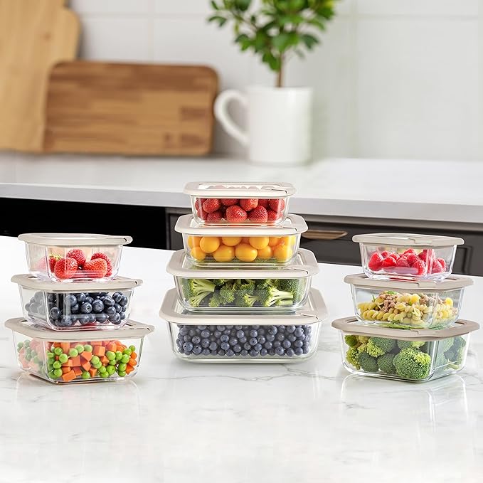 Glass Food Containers with Glass Lid (Grey-J4R)