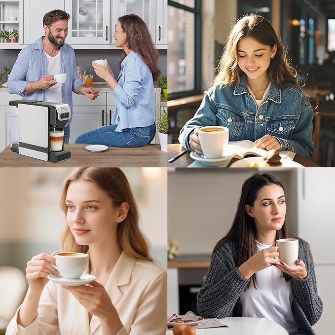 KOTLIE ST-550 Single Serve Coffee Maker, Espresso Capsule Coffee Maker for K*cup capsule/Ne*s Original/Dol*e Gu*to and Ground Coffee, 19Bar, 1L, Compact(Black)