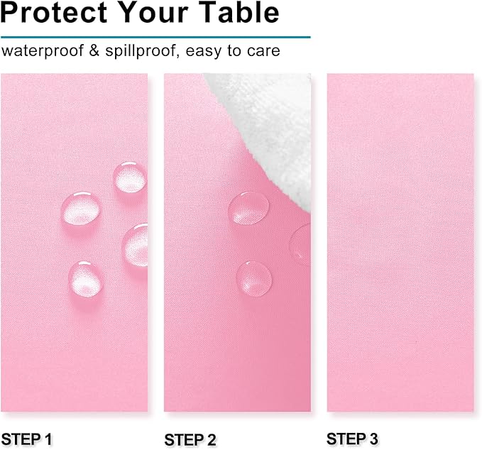 Hiasan 2 Pieces Pink Tablecloth Rectangle - Washable Waterproof Fabric Oblong Table Cloth for Card Tables, Party and Dining, 54 x 80 Inch