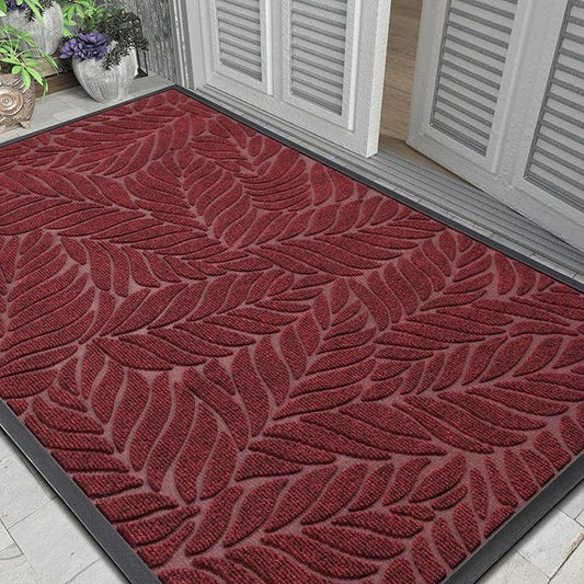 Yimobra Front Door Mat Outdoor Indoor, 60x36 All-Season Waterproof Welcome Mat, All-Weather Outside Entrance Mat, Non-Slip Patio Porch Doormat, Low Profile, Fade Resistant, Red