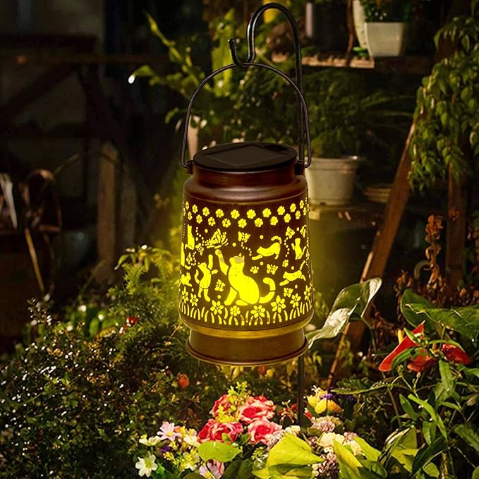 Styleonme Cat Lover Solar Light, Mother's Day Lantern Gift for Mom Grandma Women Sister, Hanging Image Cats Lanterns, Yard Corridor Garden Decor, Thanksgiving Day, Birthday Gifts