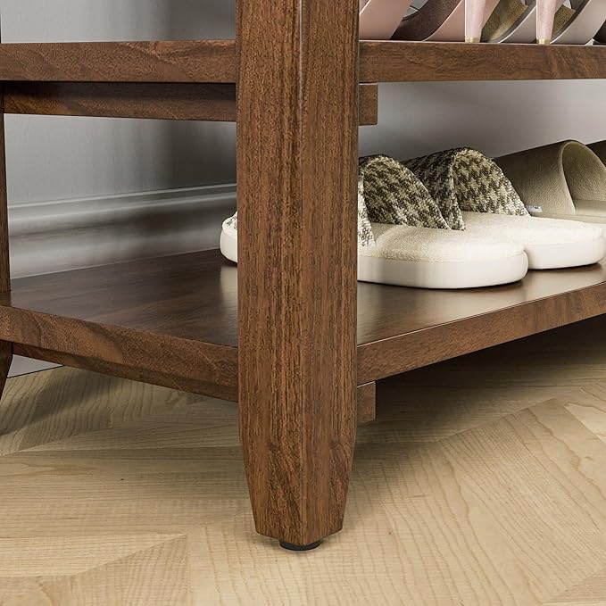 Wooden Storage Shoe Bench, Entryway Bench with 3-Tiers Height Adjustable, Shoe Rack Front Doors Entrances for Hallway Living Room,Mudrooms (Brown,39.4")