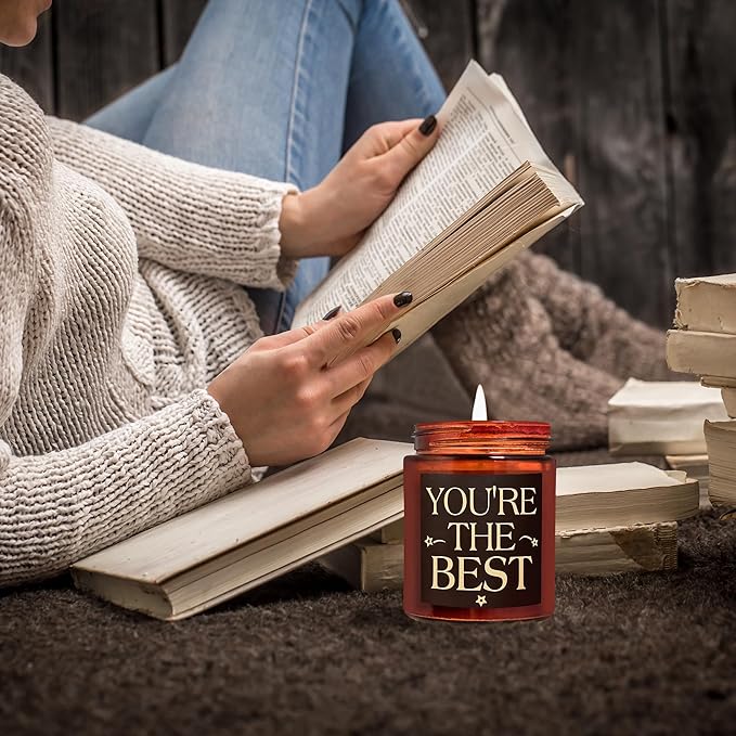 You're The Best Gifts for Women, Men - Birthday, Friendship, Thank You, Appreciation Gift for Coworker, Best Friend, Bestie, BFF, Sister, Mom - Lavender Vanilla Relaxing Soy Candle for Home