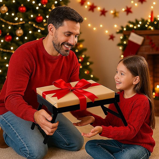 Bed Tray Table for Eating with Folding Legs, Bamboo Breakfast Table in Bed for Eating on Couch, Bed, Laptop Computer Tray(Black, Medium)