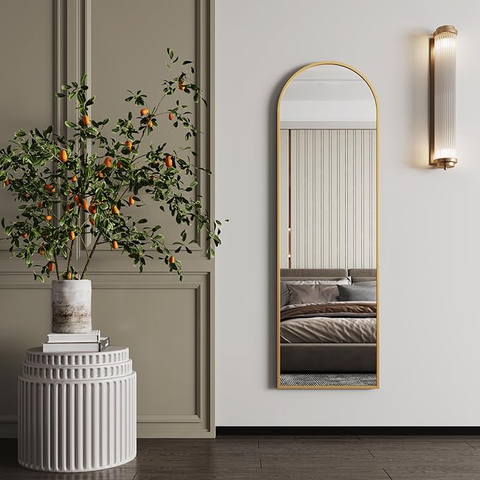 18"x58" Full Length Mirror Wall Mounted,Full Length Wall Mirrors,Arched Wall Mirror,Long Wall Mirrors,Gold Floor Mirror Full Body
