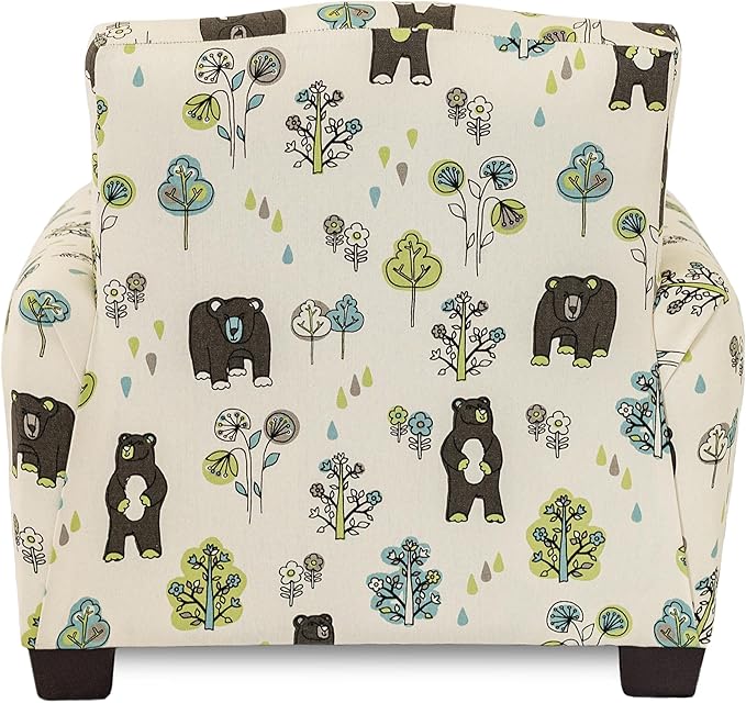 Toddler Personalized Armchair, Kids Upholstered Rocking Chair with Personalization, Toddler Chair with Personalized Name, Comfy Child Armchair, (Bears & Trees Print, Legs)