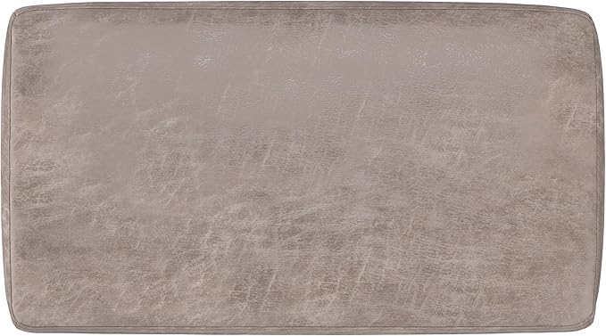 SIMPLIHOME Milltown 27 inch Wide Contemporary Rectangle Footstool Ottoman Bench in Distressed Grey Taupe Vegan Faux Leather, Assembled, For the Living Room and Bedroom
