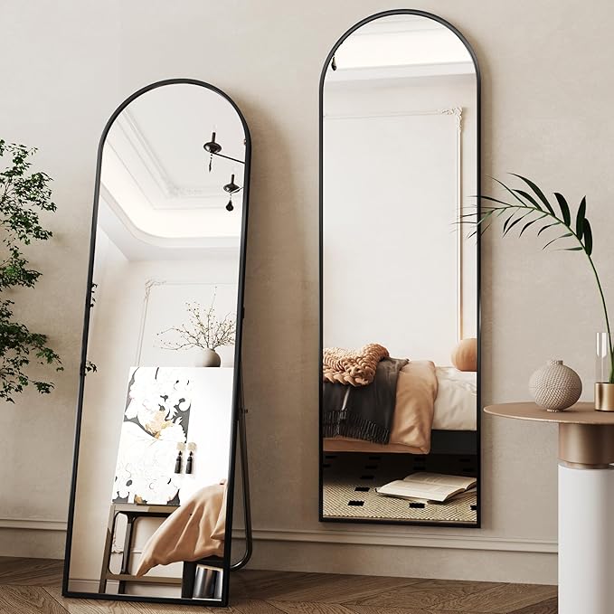 Wall Mirror Full Length 18"x58",Arched Floor Mirror,Full Length Wall Mirrors,Arched Wall Mirrors,Full Body Mirror,Black Frame