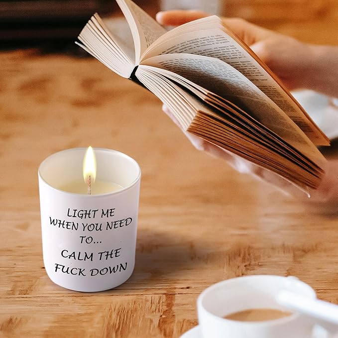 Candles Gifts for Women Funny Unique Stress Relief Relaxation Relaxing Christmas Birthday Gifts for Her Sister Best Friend Bestie Girlfriend Wife Mom Novelty Lavender Scented Soy Candle