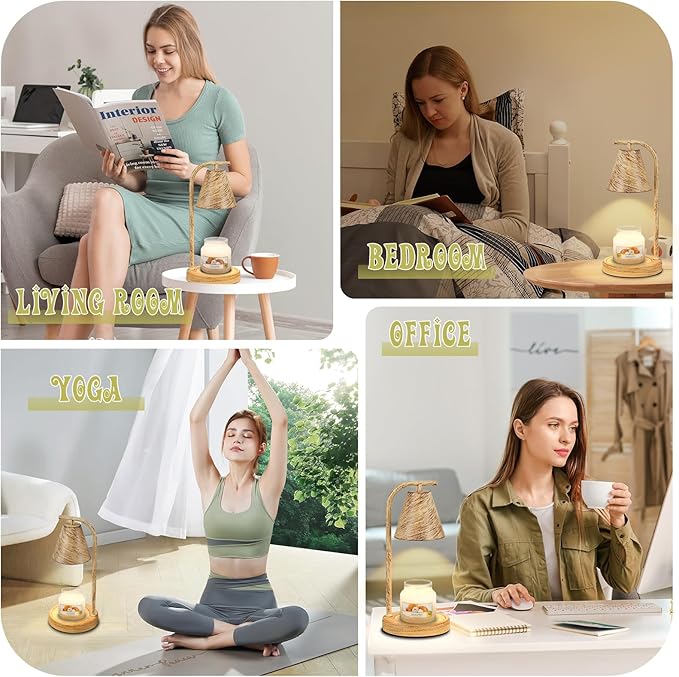 Candle Warmer Lamp with Timer - Electric Dimmer Wax Lamp for Small Jar Scented Wax Melts - Includes 2 Bulbs for Home Decor