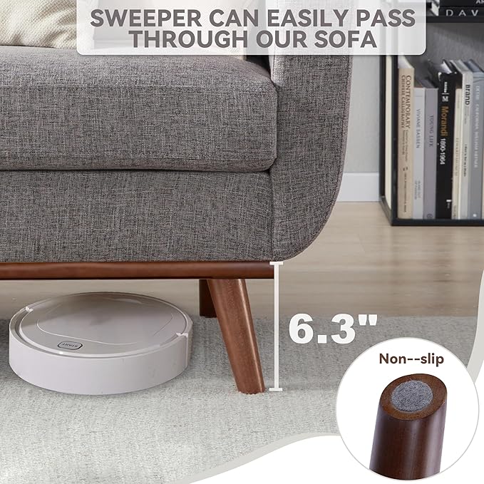 Kingfun 77.2" W Loveseat Sofa, Mid Century Modern Decor Love Seat Couches for Living Room, Button Tufted Upholstered Furniture, Solid & Easy to Install Small Couch for Bedroom Office Apartment, Gray