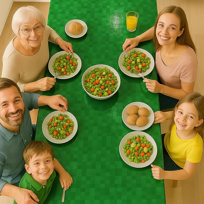 4Pcs Pixel Miner Party Decorations Tablecloth, 54" x 108" Gamer Birthday Tablecloth Disposable Plastic Pixel Gaming Birthday Decorations Table Cover for Kids Gamer Party Supplies