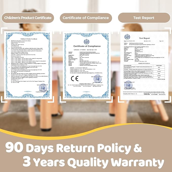 FUNLIO Kids Table and 2 Chairs Set for Ages 3-8, Height Adjustable Toddler Table and Chair Set, Easy to Wipe Arts & Crafts Table, for Classrooms/Daycares/Homes, CPC & CE Approved (3pcs Set) - Gray