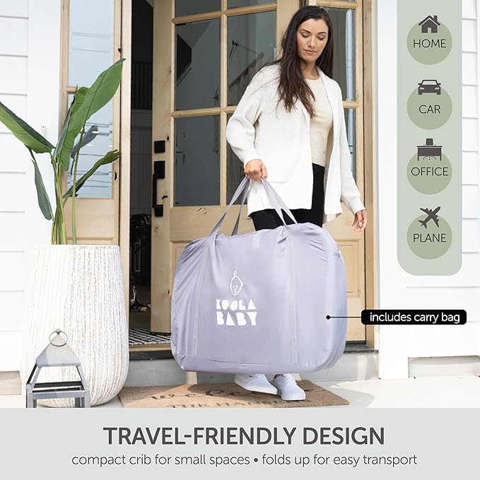 3 in 1 Baby Bassinet, Bedside Sleeper, & Playpen, Easy Folding Portable Crib (Grey)- KoolaBaby (Mesh Bassinet)