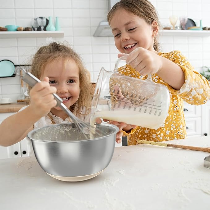 Stainless Steel Mixing Bowls with Lids – Set of 5 Large Nesting Metal Bowls for Kitchen, Baking, Cooking, Food Prep & Storage, Non-Slip Base, Dishwasher Safe,Khaki