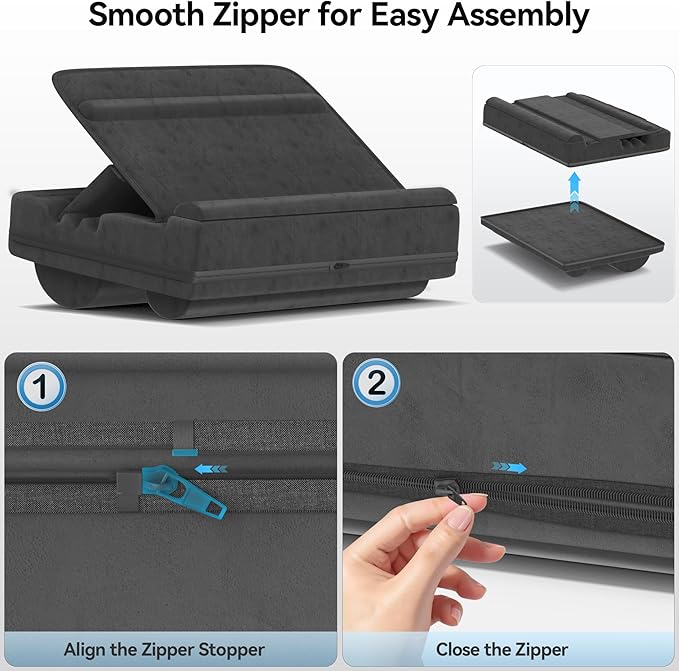 Laptop Lap Desk with Cushion, Adjustable Lap Desk Pillow with Storage, Portable Lap Table for Adults Student, Laptop Stand for Bed Office College Dorm Home Room Couch, Fit Up to 14.9" PC Tablet, Black