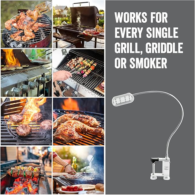 Yukon Glory™ Bright and Durable Magnetic LED Grill Light for Grilling and BBQ, Attaches Magnetically or with Built in Clamp, Long Flexible Gooseneck, Perfect for Blackstone Grills