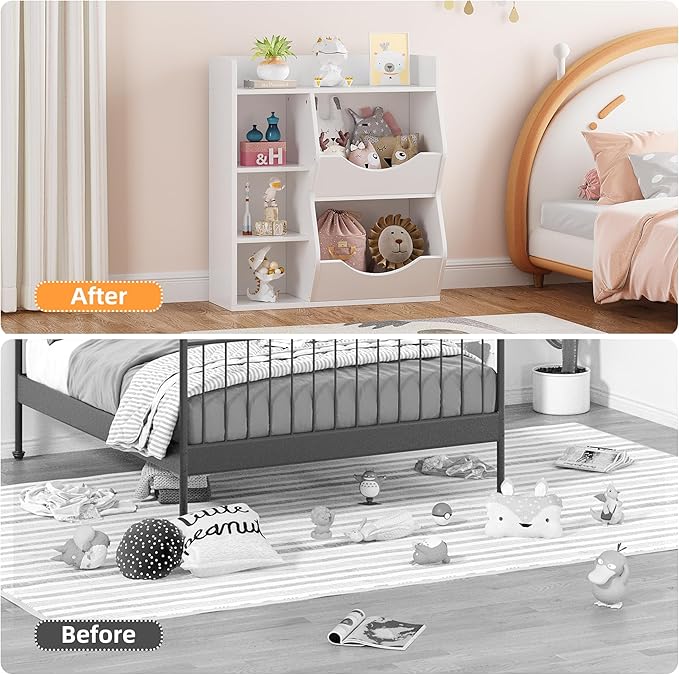 GarveeHome Kids Toy Storage Organizer, Children Bookcase with Storage Cubbies, Toddler Toy Shelf for Playroom, Living Room, Nursery