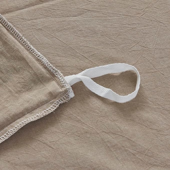 FACE TWO FACE Bedding Duvet Cover Set100% Washed Cotton Duvet Cover Linen Like Textured Breathable Durable Soft Comfy (Full, Khaki)