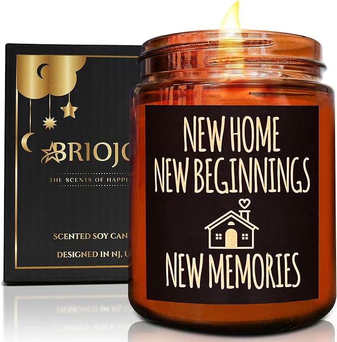 New Home New Beginnings Candle - Housewarming Gifts for Women Men Friends - Hawaii Pineapple Soy Wax Jar Candle - Congratulations New Homeowner, First Apartment - Welcome & Moving Away Gift