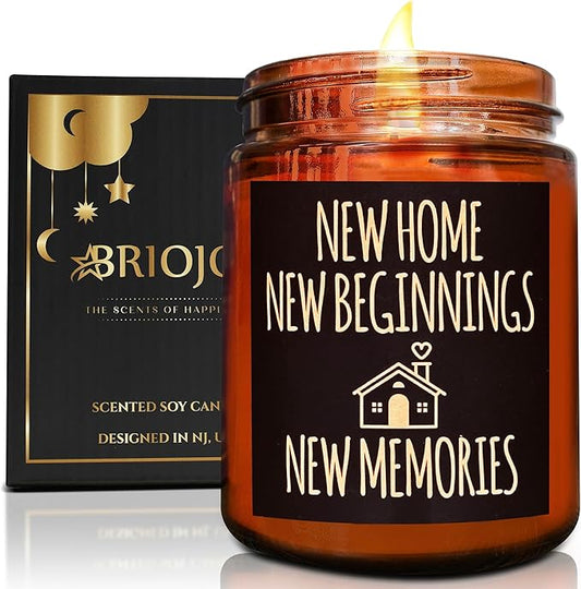 New Home New Beginnings Candle - Housewarming Gifts for Women Men Friends - Hawaii Pineapple Soy Wax Jar Candle - Congratulations New Homeowner, First Apartment - Welcome & Moving Away Gift