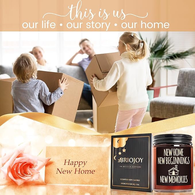 New Home New Beginnings Candle - Housewarming Gifts for Women Men Friends - Hawaii Pineapple Soy Wax Jar Candle - Congratulations New Homeowner, First Apartment - Welcome & Moving Away Gift