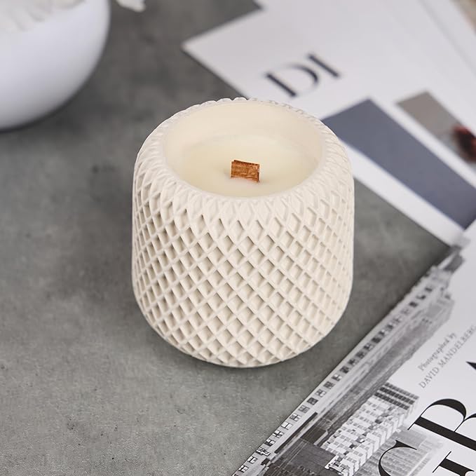 Scented Candles - Luxury Concrete Jar Candle for Home Scented, Soy Wax Candle - Relaxation Gift for Women, Premium Room Décor, Non-Toxic, Great Idea for Gifts (White Dune)