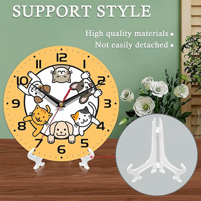 Wall Clocks,Dogs Circle Space Wall Clock Decorative,Cats Kitchen Wall Clock Battery Operated - 10 Inch Round Bathroom Clocks Silent Non-Ticking