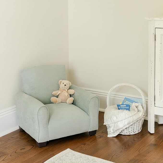 Kid Rocking Chair for Toddlers, Child Chair for Little Kids, Upholstered Toddler Armchair for Children, Comfy and Cute Little Kid Chairs (Legs, Seafoam Green)