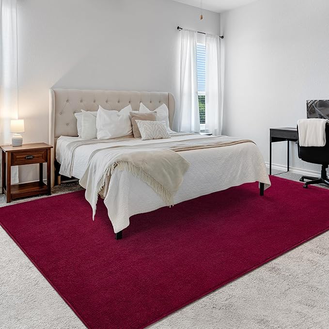 Soft Rugs for Living Room 4x6 Wine Red, Minimalist Area Rug for Bedroom Nursery Dining Table Dorm, Throw Rugs for Men Boys Girls Kids Room Indoor Floor Carpets