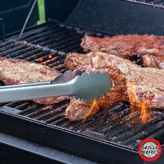 Grill Tongs 20-Inch Very Long Extra Heavy Duty for Grilling and Barbecue Heat Resistant Hand Grips Stainless Steel for BBQ Outdoor Kitchen and Cooking Hot Grilled Food