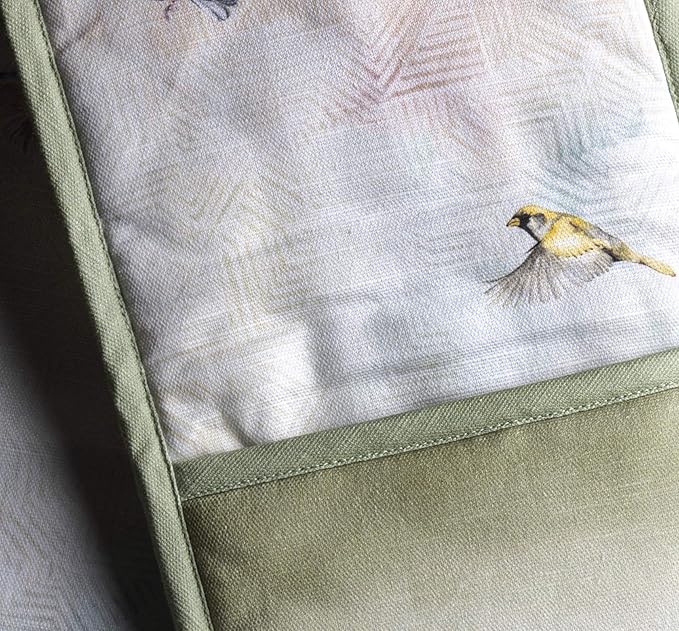 Maison d' Hermine Double Oven Mitts 100% Cotton 7"x35" Double Oven Mitt Heat Resistant BBQ Cooking Gloves with Loop, Baking, Grilling, Home, Kitchen, Handling Hot Pans Spring Summer (Flying Birds)