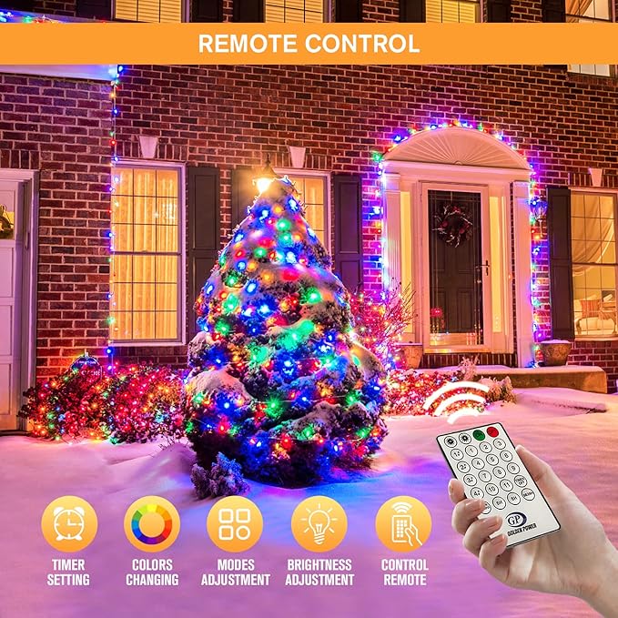 JMEXSUSS 500 LED Color Changing Christmas Lights, 163FT Warm White & Multicolor String With Remote, Plug-in for Tree House Indoor Outdoor Xmas Decor