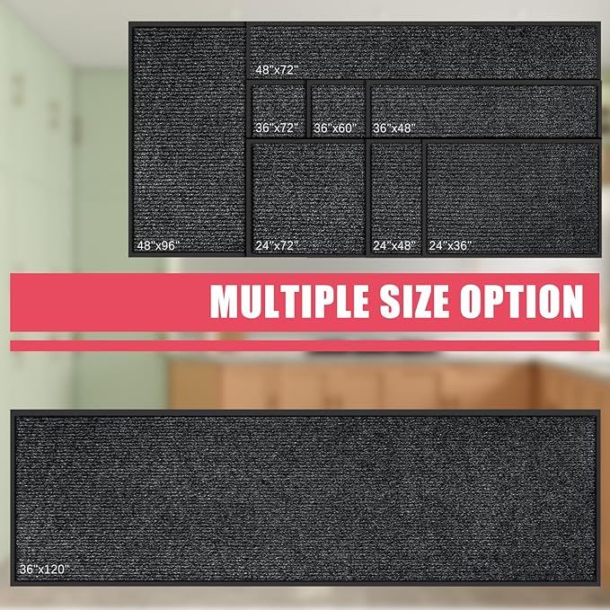 Kuyal Front Door Mat, 2'x6' Indoor Outdoor Entrance Mat, Commercial Floor Mats Inside Outside Entrance, Heavy Duty Durable Welcome, Rubber Backing Non Slip Outdoor Mats for Entryway,Black