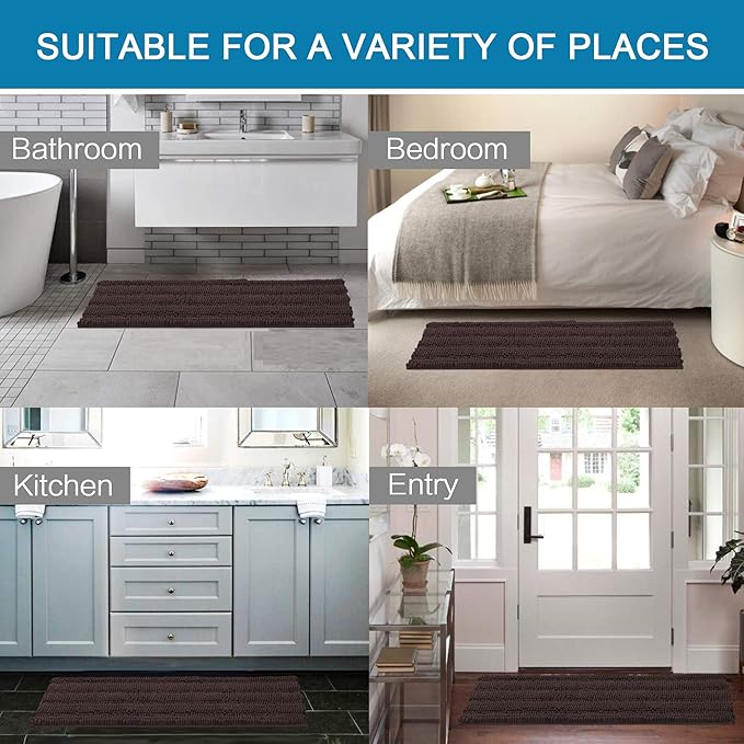 H.VERSAILTEX Bathroom Rugs Bath Mat Runner Rug Non Slip Kitchen Rug Extra Long Bath Rug Runners Oversized 59" x 20" Absorbent Washable Dry Fast Plush Area Rug for Bathroom/Bedroom - Chocolate