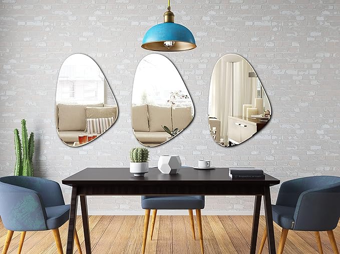 Yanliff Irregular Mirror Wall Decor.Modern Frameless Asymmetric Beveled Decorating Mirror for Wall(13.4X20inches).Silver
