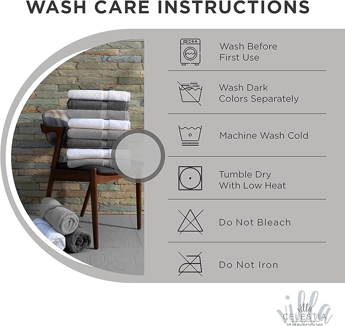 100% Combed Cotton Bathroom Towel Set of 8- 2 Bath Towels, 2 Hand Towels, 4 Wash Cloths, Sustainable, Soft, Highly Absorbent 8 Piece Cotton Bath Towel Set Ideal for Hotels, Spa, Bathroom, Dorm, Silver
