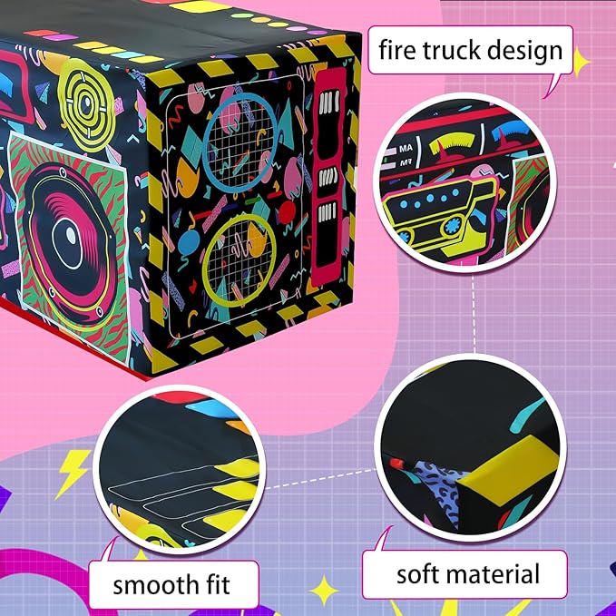 4FT 80s 90s Theme Party Tablecloth, 80s 90s Decorations for Back to 80s 90s Hip Hop Birthday Party