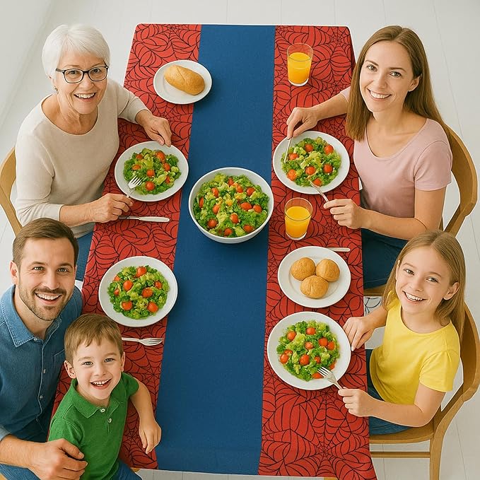 16Pcs 2in1 Spider Birthday Party Decorations Tablecloth, 54" x 108" Super Hero Table Cloth Disposable Rectangle Plastic Table Cover for Kids Baby Shower Wedding Party Supplies