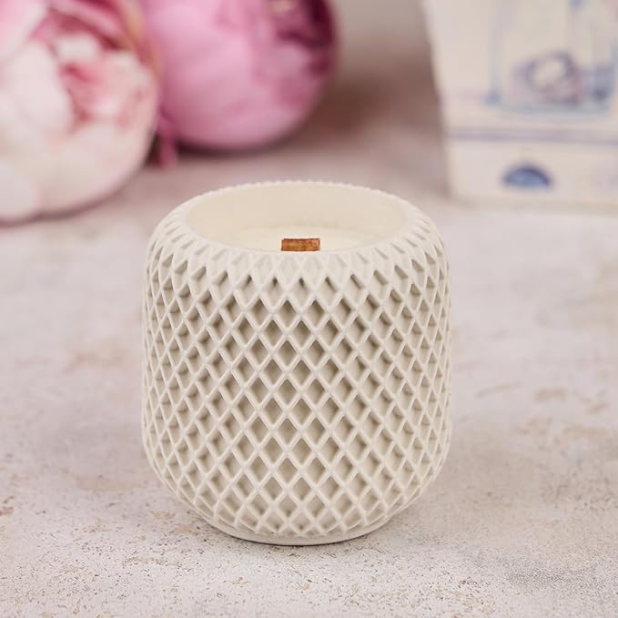 Scented Candles - Luxury Concrete Jar Candle for Home Scented, Soy Wax Candle - Relaxation Gift for Women, Premium Room Décor, Non-Toxic, Great Idea for Gifts (White Dune)