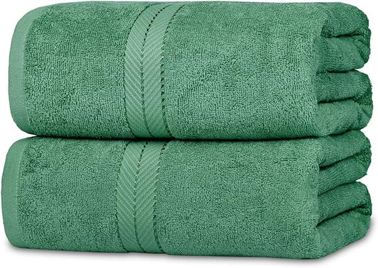 Casa Lino Bath Sheets Set Extra Large - 100% Cotton Extra Large Bath Towels - Highly Absorbent & Quick Dry Oversized Towels for Adults - 60" x 30" - Pack of 2 - (Green)