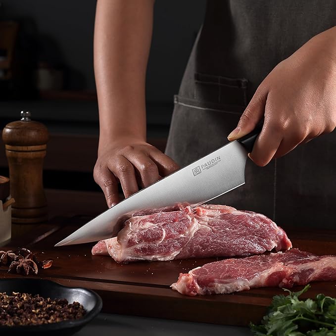 PAUDIN Knife Block Set, 15-Piece Knife Set with Block, High Carbon German Steel Kitchen Knife Set with Block and Sharpener, Sharp Knives Set for Kitchen, Precision Cutting with Ergonomic Handle